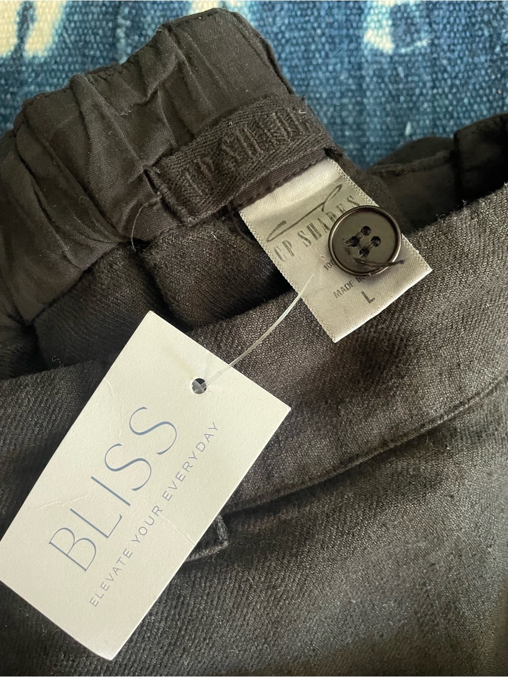 CP Shades wide linen Black Relaxed Elastic-Waist Pants